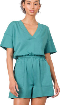 Zenana - Drop V Neck Romper