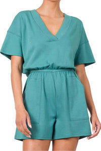 Zenana - Drop V Neck Romper