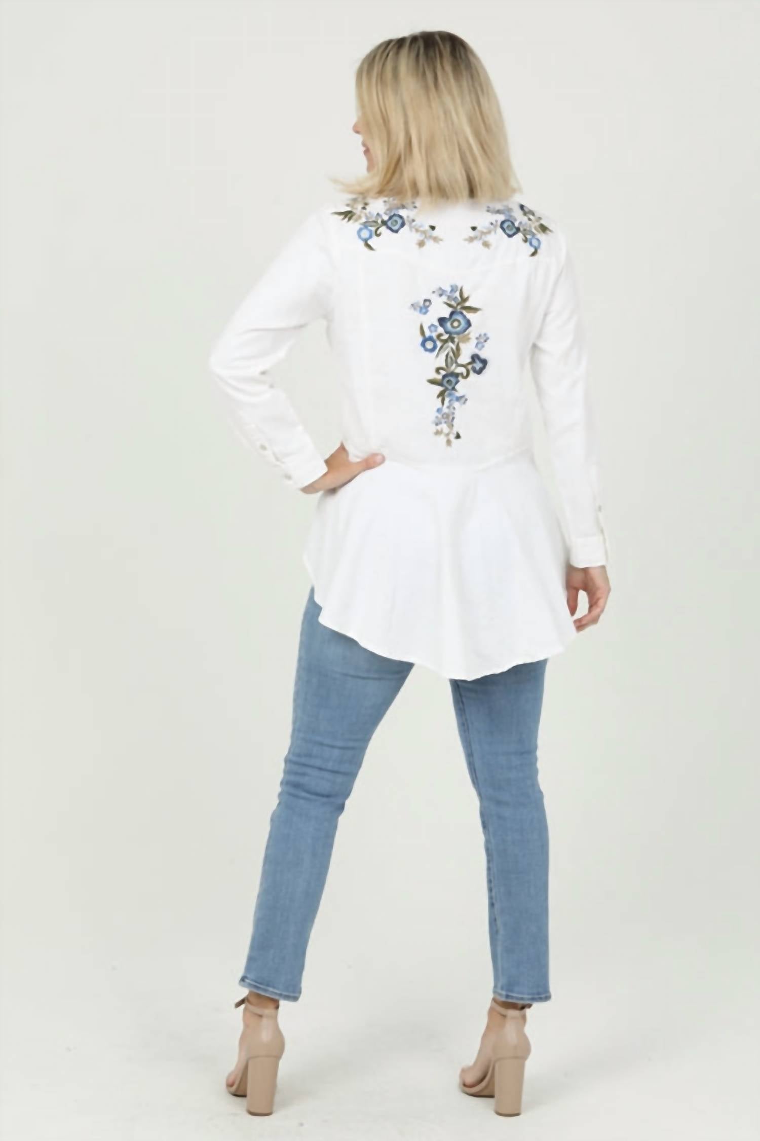 Nostalgia - Western Peplum Embroidered Shirt