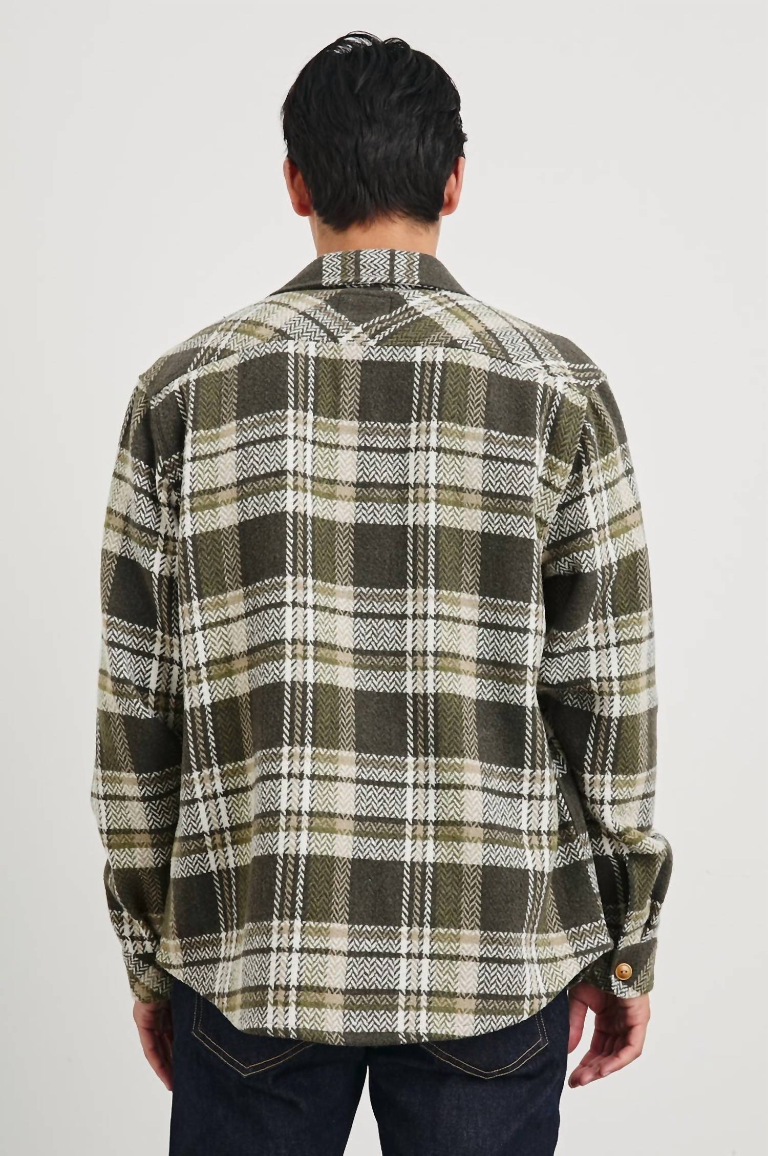 Rails Berkshire Flannel Shirt in grape leaf cedar - men's jacket - detail view