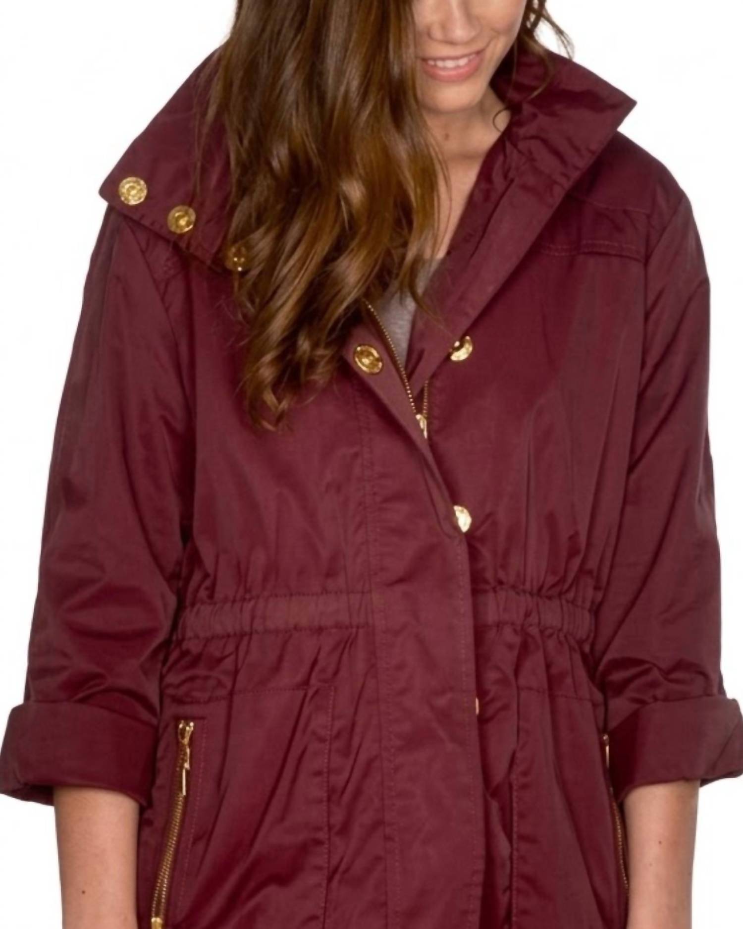 Ciao-Milano Tess Water-resistant Jacket in burgundy - women's jacket - detail view