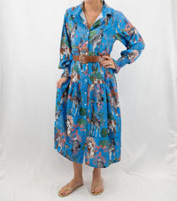Sundayup - Safari Print Button Up Shirt Midi Dress