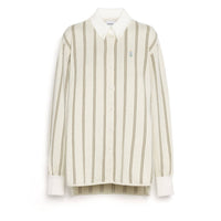 Barrie Long Sleeves Oxford Wide Stripe Shirt in white green - women's shirt - view 7