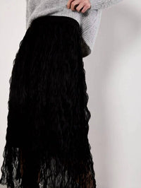 Apricot - Wavy Tulle Midi Skirt