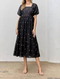 Polagram - Lindi Embroidered Polka Dot Midi Dress