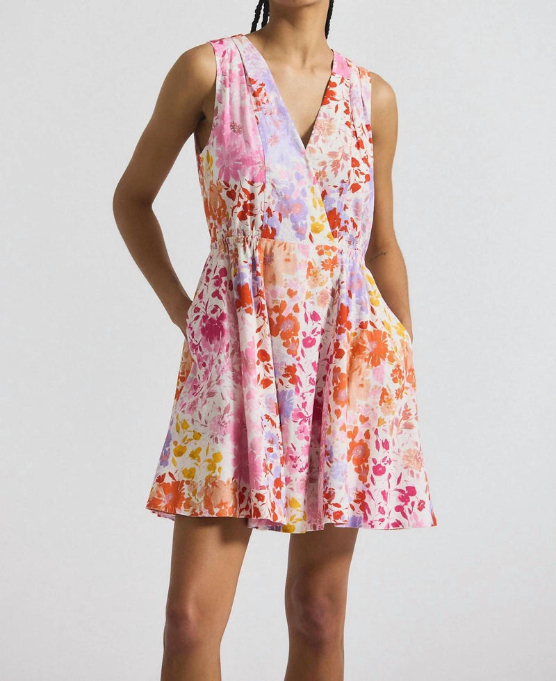 Derek Lam 10 Crosby Tia Floral Stretch Linen Mini Dress in rose multi - women's dress