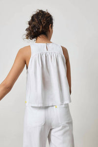 Lilla P Mixed Media Tank Top in white - women's tank top - detail view