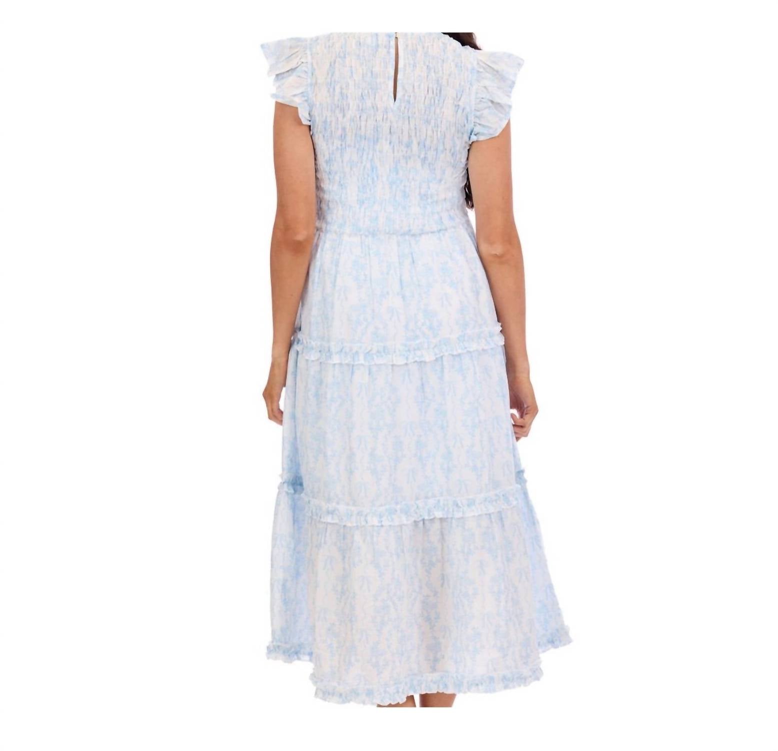 mudpie DORIAN MIDI DRESS in blue - women's dress - view 4