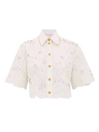Zimmermann - Women's Mahon Embroidered Crop Shirt