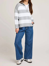 Gentle Fawn Idris Quarter Zip Sweater in ash stripe - women's sweater - view 4