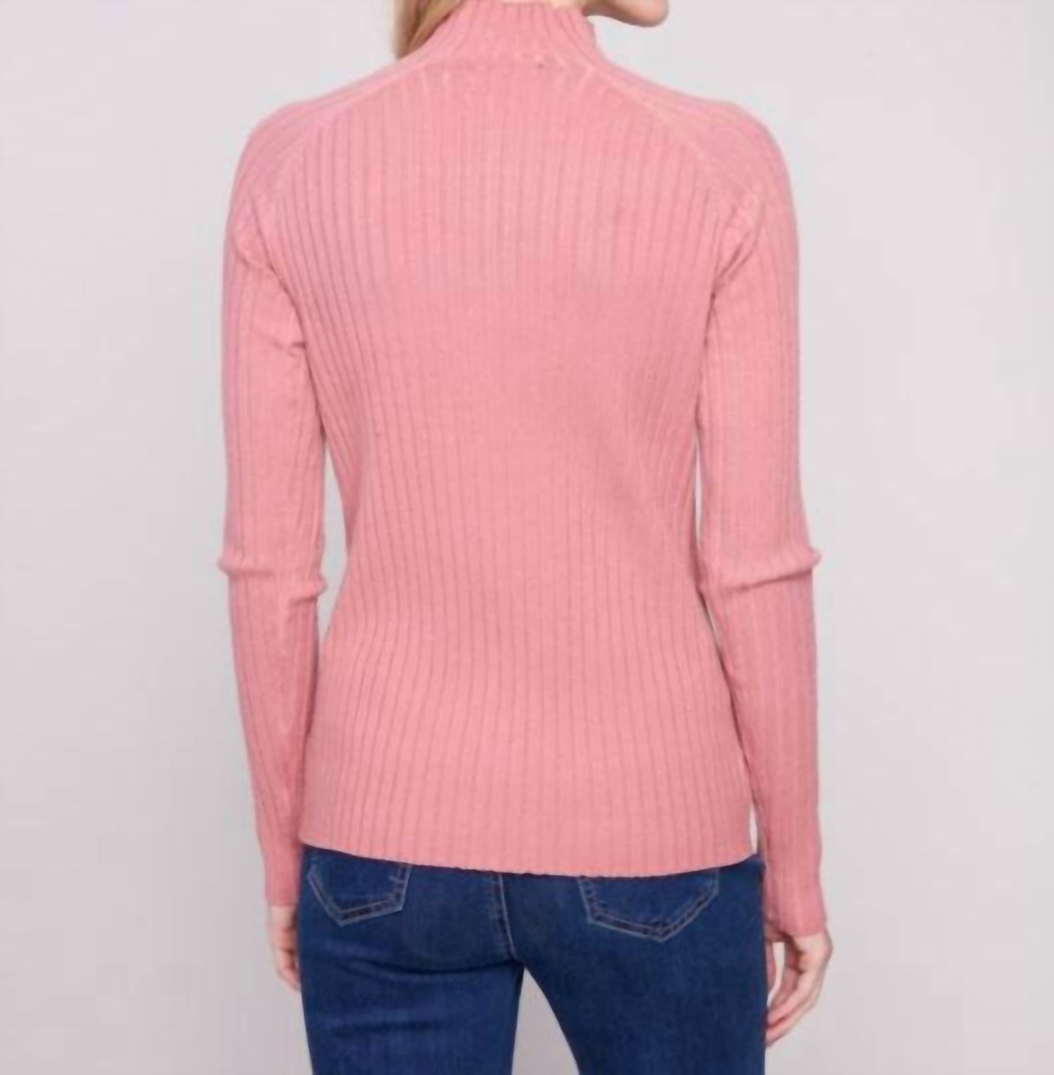 Charlie B - Basic Ribbed Knit Mock Neck Sweater