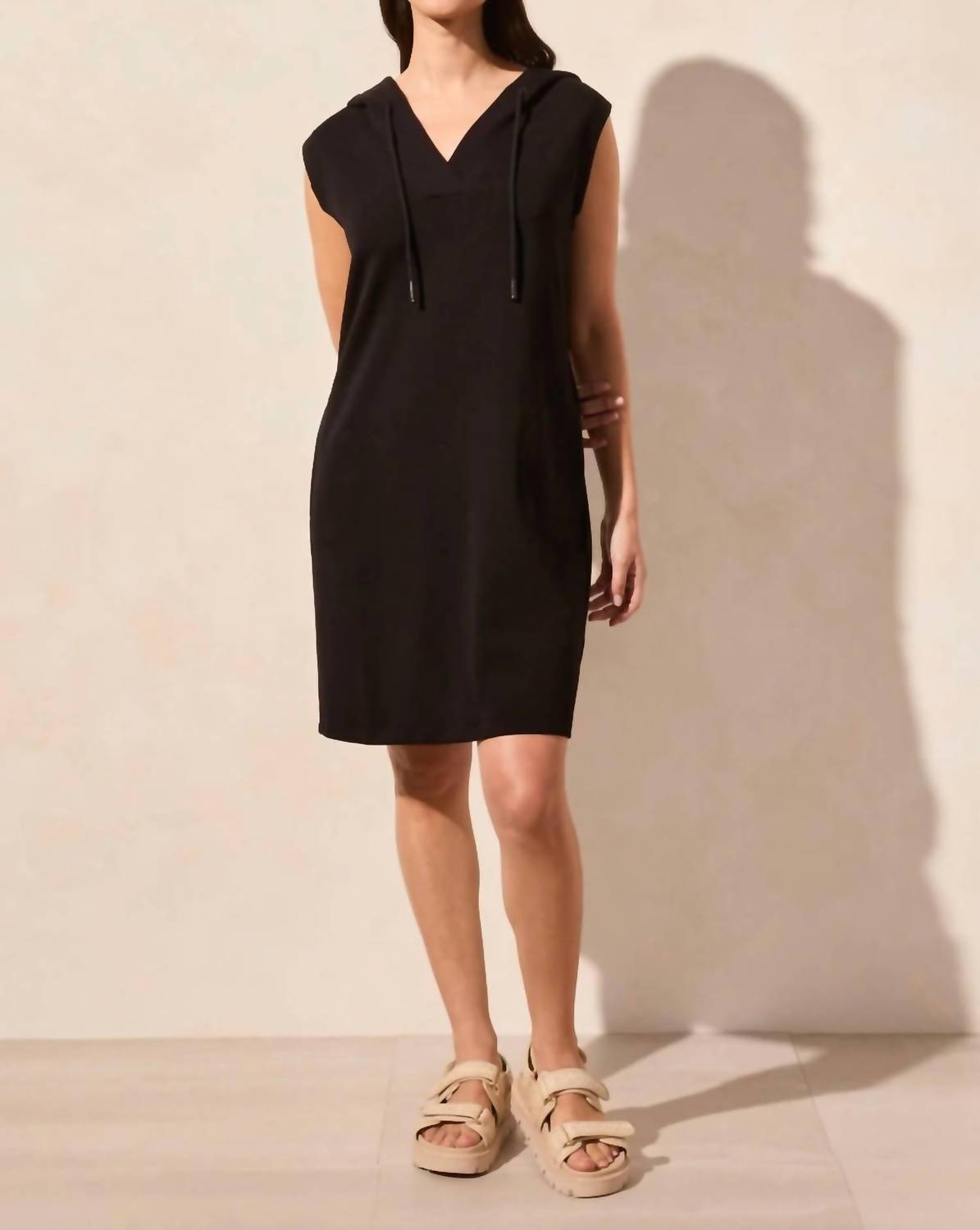 Tribal - Scuba Knit Sleeveless Hooded Dress
