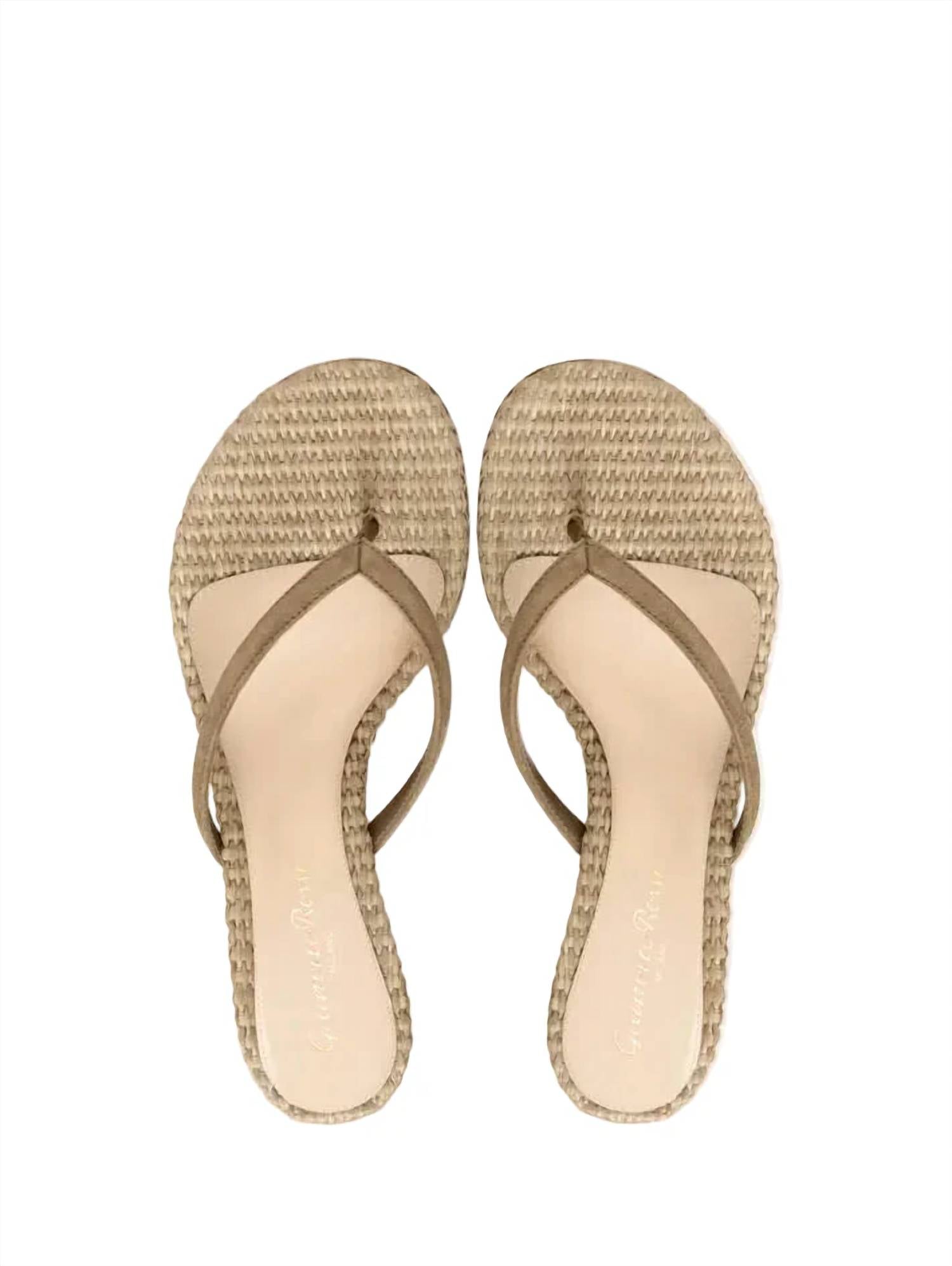 Gianvito Rossi - Women's Calypso Suede Raffia Heeled Thong Sandal