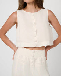 We Wore What - Boxy Linen Boatneck Top