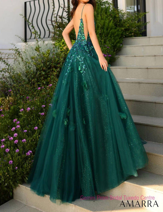 Amarra - 3d Floral Tulle Embellishments Ball Gown