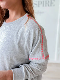 Davi & Dani - Maddy Accent Stitch Sweatshirt