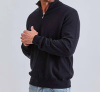 Fioroni Cashmere Men's Cashmere Quarter-zip Sweater in navy - men's sweater - alternate view