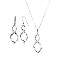 Gold & Honey - Women's Figure 8 With Diamond Cut Drop Earrings And Pendant Necklace Set
