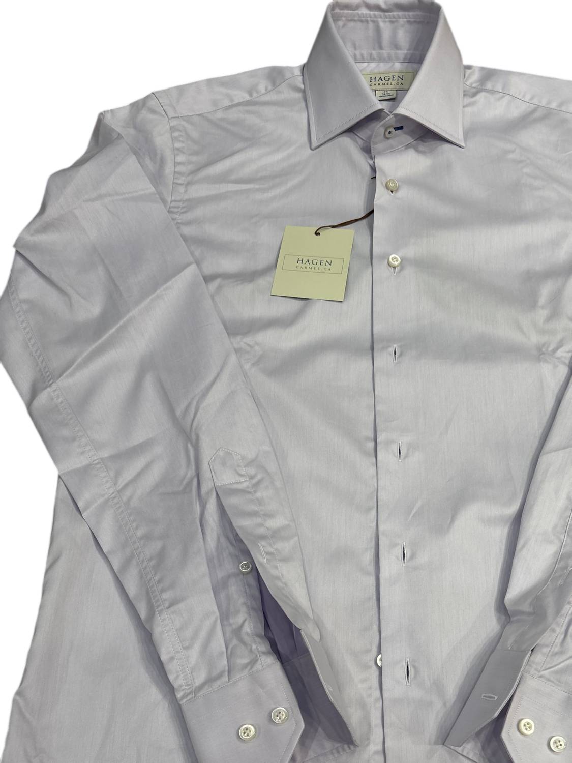Hagen Men's Super Fine Twill Dress Shirt in grey - men's shirt - detail view