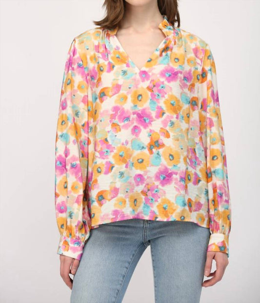 Fate - Long Sleeve Ruffled V-Neck Top