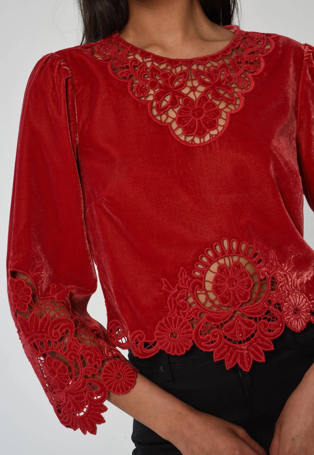 LOVE THE LABEL Alina Top in american beauty 1 - women's blouse - alternate view