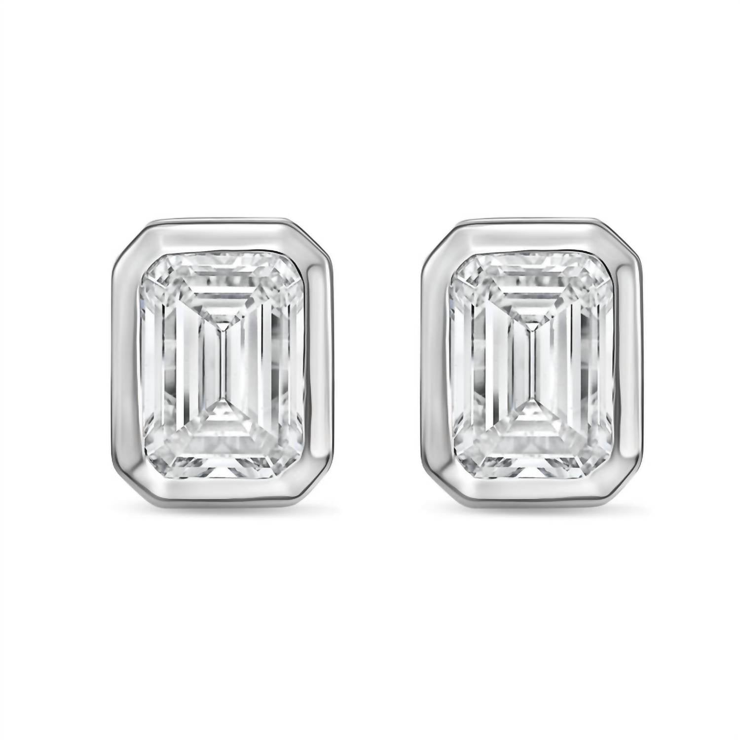 Diana M Jewels - Women's Emerald Lab-grown Diamond Stud Earrings (2.50 Tcw) - Classic Plus