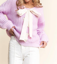 J.Nna - Cozy Cutie Cable Knit Ribbon Sweater