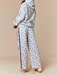 Peach Love - Floral Printed Fleece Hoodie