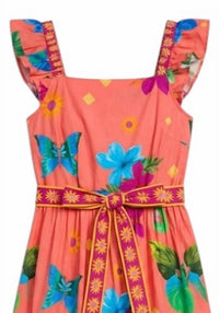 maude vivante Women's Elsie Maxi Dress in garden art - women's dress - detail view