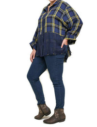 Umgee - Plaid & Checkered Frayed Top