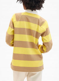 Clare V. Le Rugby Top in khaki bright yellow - women's long sleeve top - alternate view
