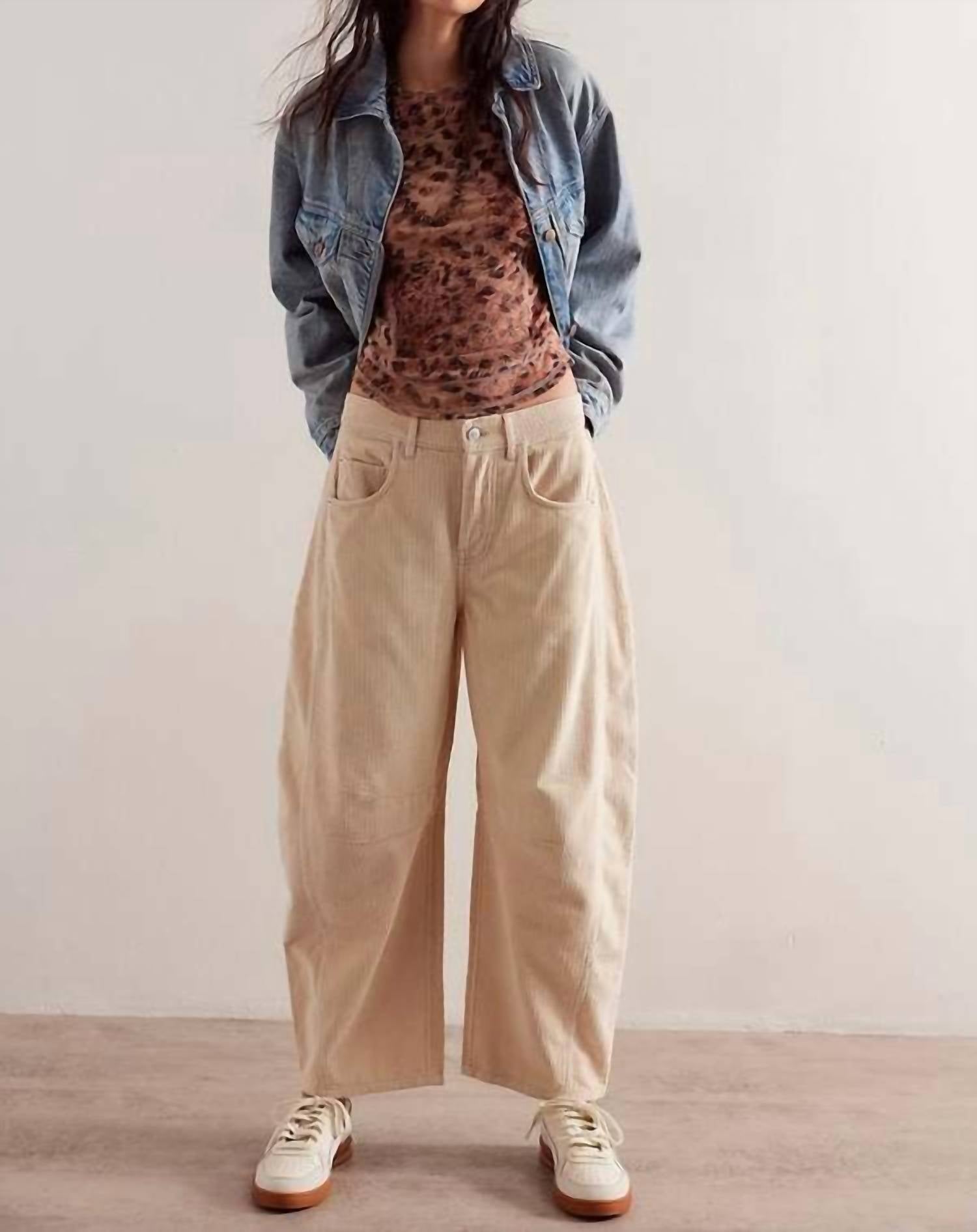 Free People Good Luck Cord Pant in crystal grey - women's pants - view 4