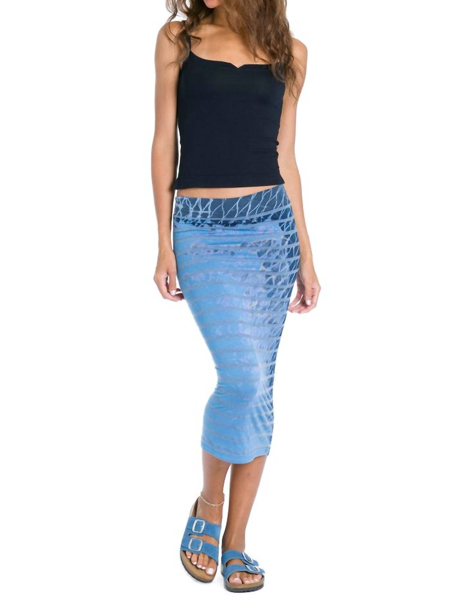 Hard Tail Forever - Chambray Stripe Midi Pencil Skirt