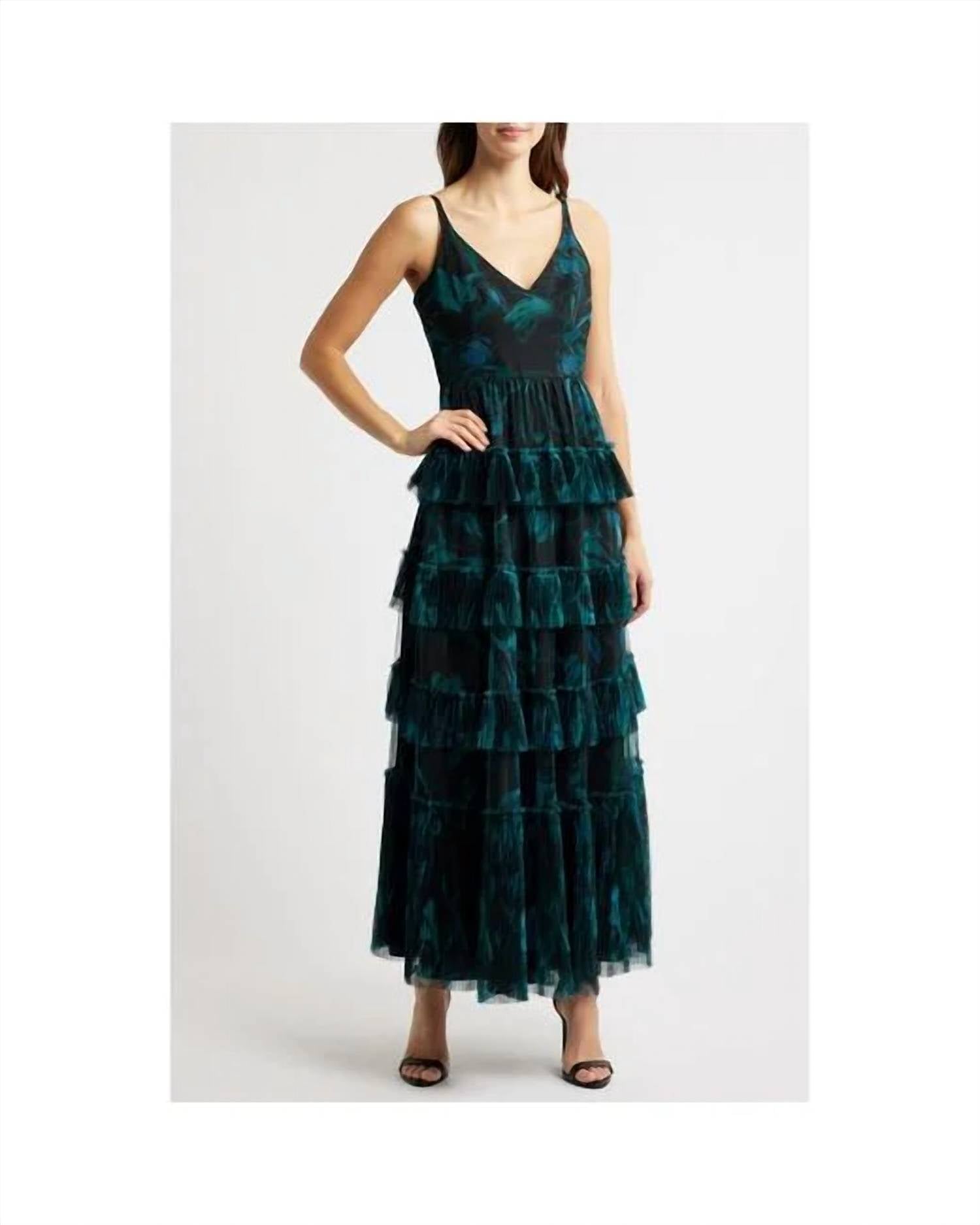 Hutch - Freya V-Neck Tiered Ruffle Gown