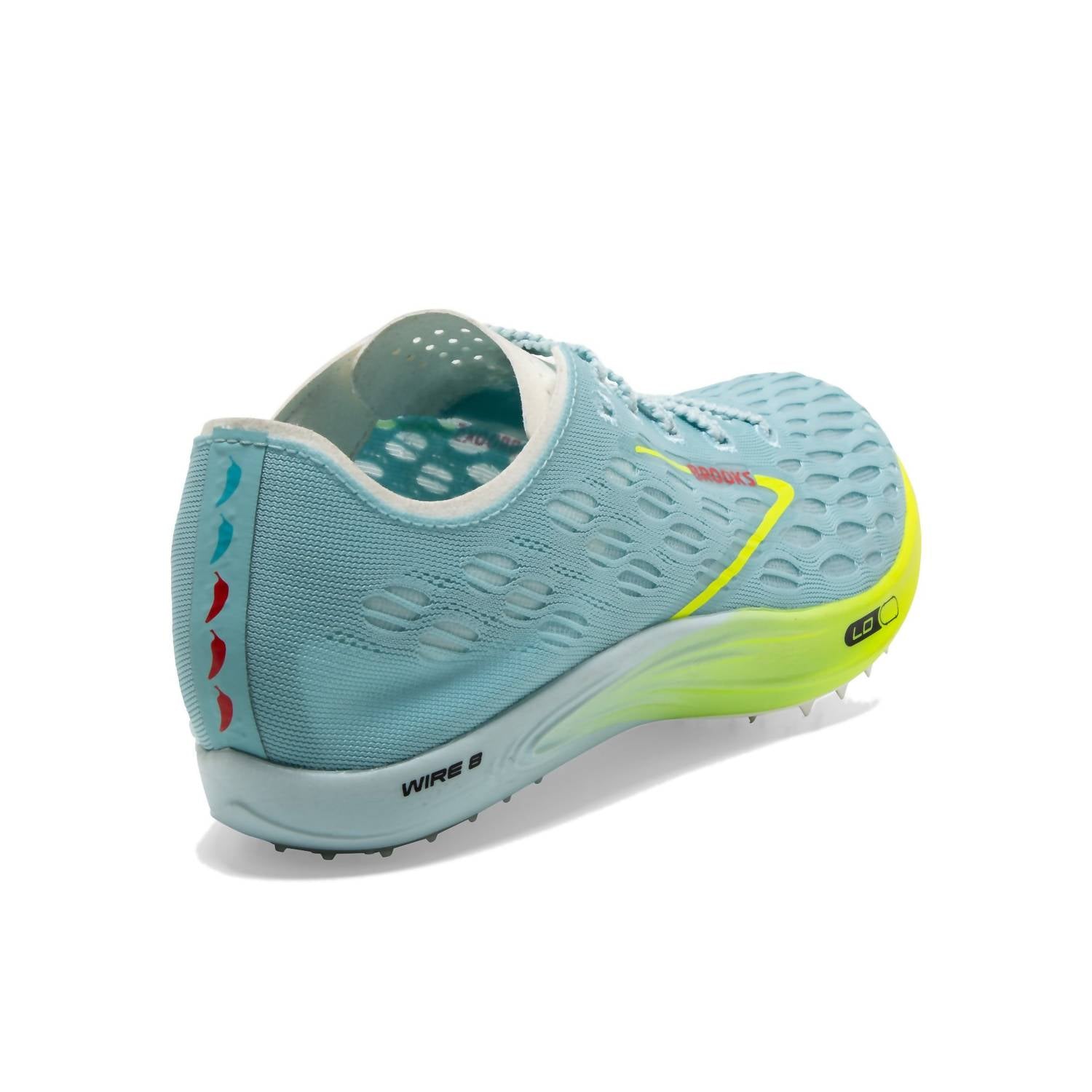 BROOKS Unisex Wire 8 Long Distance Spike Shoes in blue glow nightlife red - women's shoe - alternate view