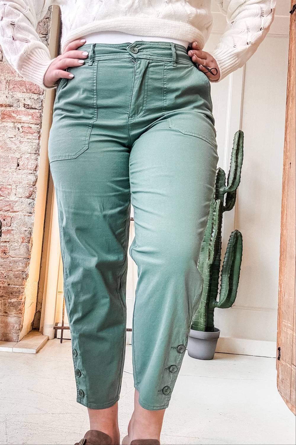 Tribal - Fly Front Ankle Pants With Button Vent