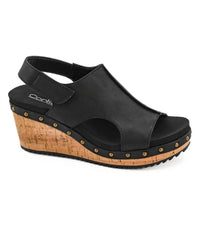 Corkys Footwear Women's For Keeps Wedge Sandals in black - women's shoe