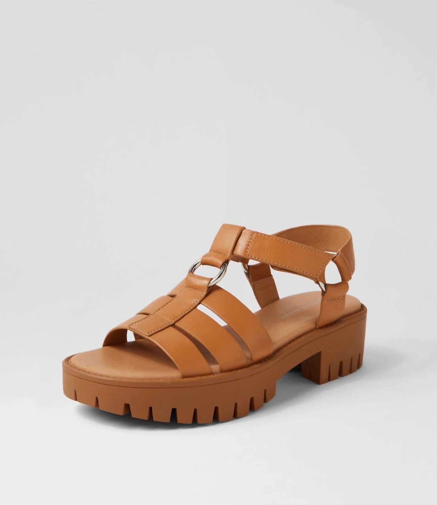 Django & Juliette Women's Bethal Sandals in dark tan toffee - women's sandal