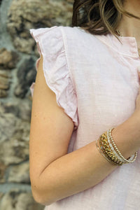 Milio Milano - Linen Ruffle Cap Sleeve Dress