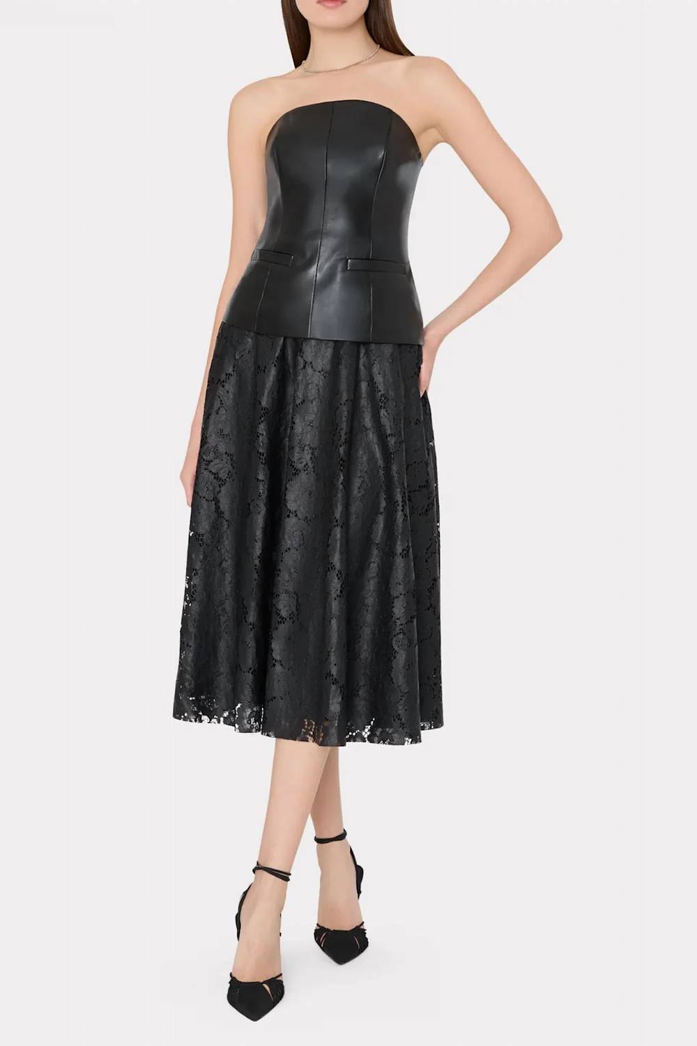 Milly - Faux Leather Strapless Top
