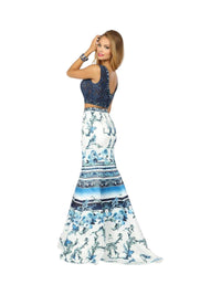 Karishma Creations - Two-piece Beaded Tulle And Printed Matte Satin Gown