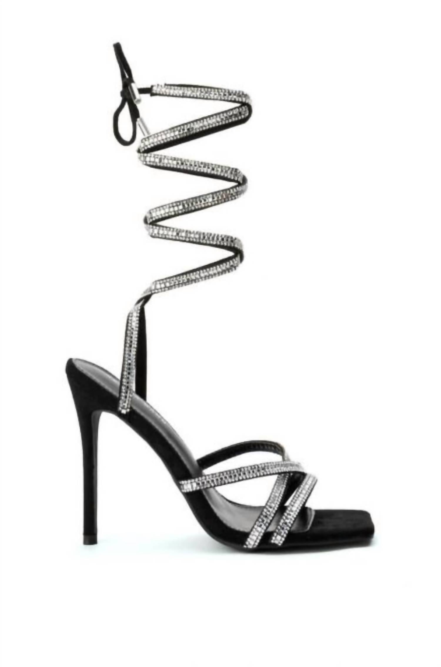 Azalea Wang - Women's Lunarlight Lace Up Calf High Bling Sandal