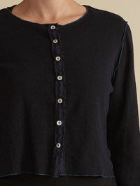 cut loose Marble Crop Cardigan Top in night - women's shirt - detail view
