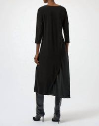 Joseph Ribkoff Print 3/4 Sleeve Trapeze Dress in black - women's dress - detail view