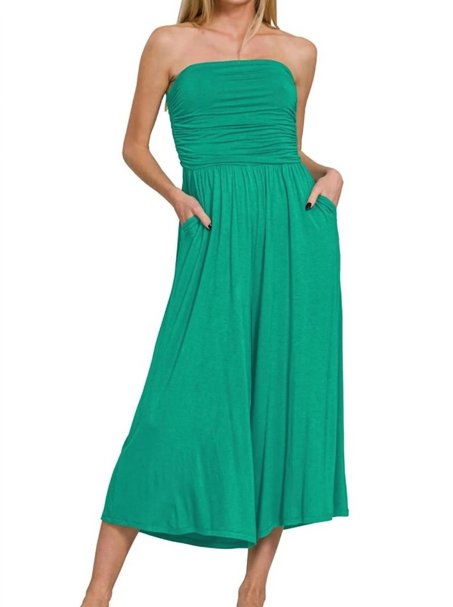 Zenana - Double Layered Strapless Tube Top Jumpsuit