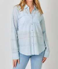 Mystree - Button Down Textured Gauze Shirt