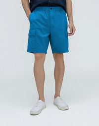 Everlane Cotton Linen Cargo Short in horizon blue - men's shorts - detail view