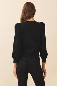 TCEC Front Crystal Embellished Bow Detail Sweatshirt in black - women's top - alternate view