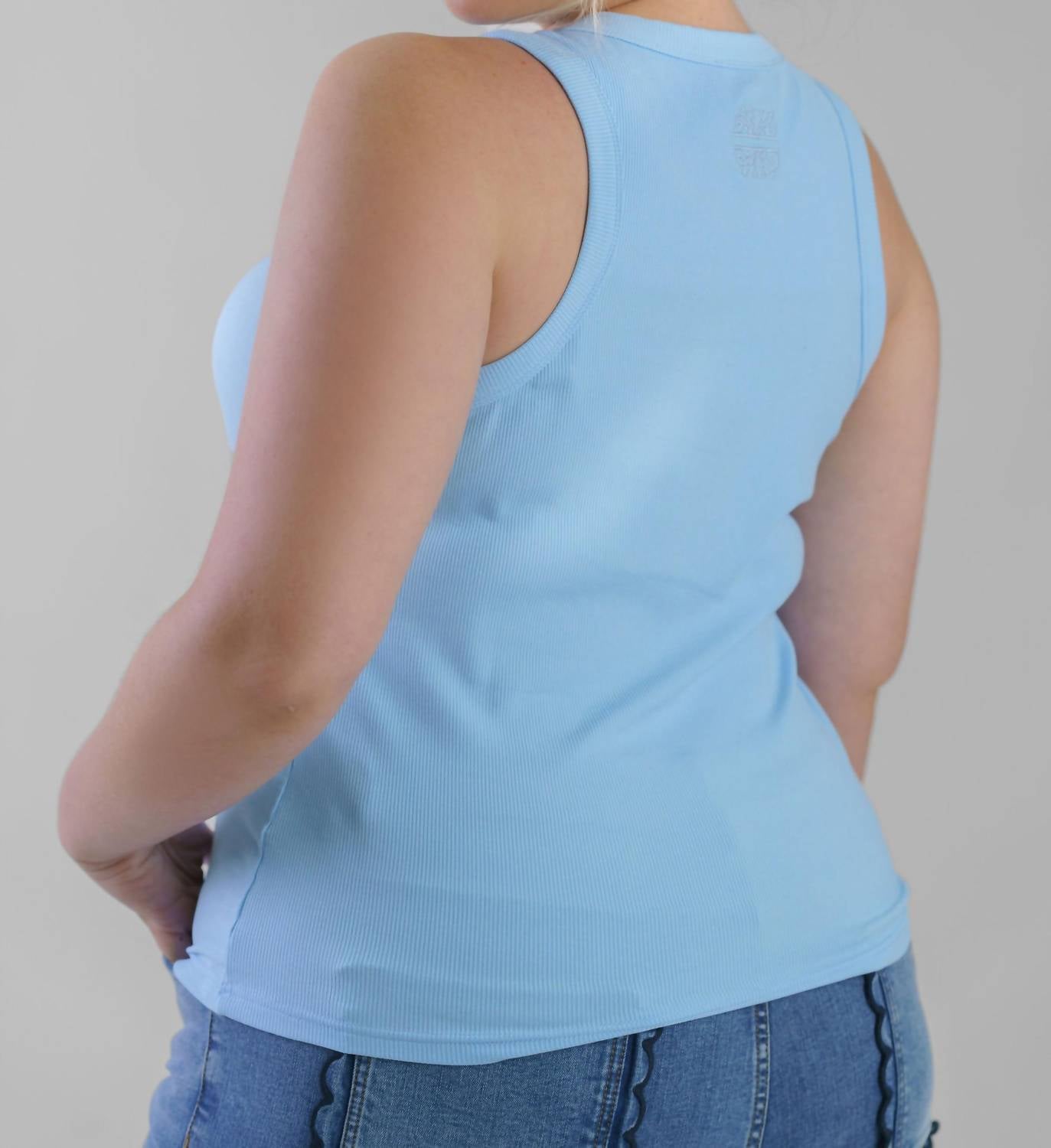 Never Fully Dressed - Ice Blue Ribbed Tank Top - Plus
