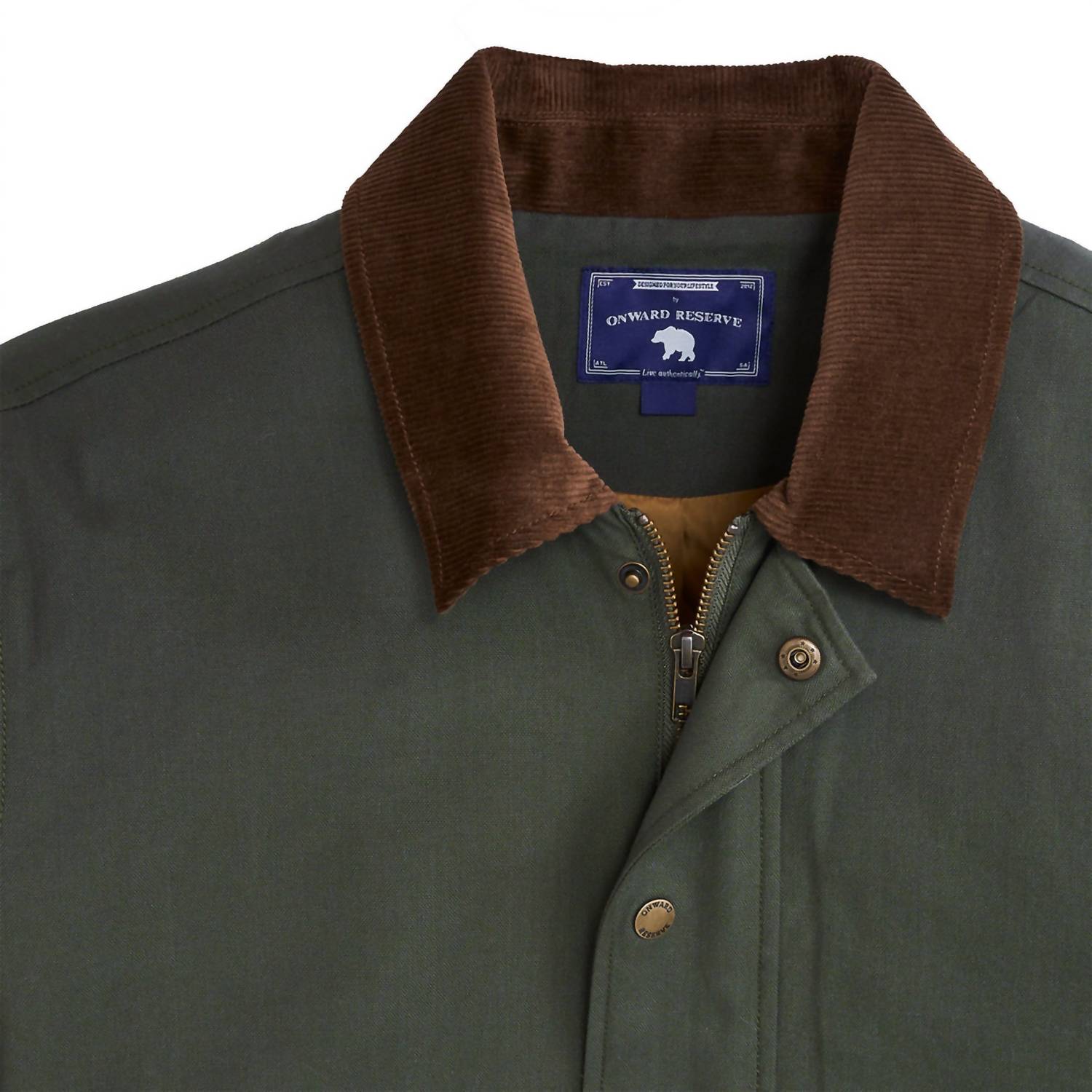 ONWARD RESERVE Men's Red Hills Stretch Canvas Coat in olive - men's jacket - alternate view
